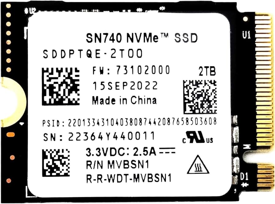 ［新品未使用］SN740 NVMe SSD 2TB M.2 SN740 M.2 2230 SSD 2TB NVMe PCIe for Steam Deck,ASUS ROG Ally
